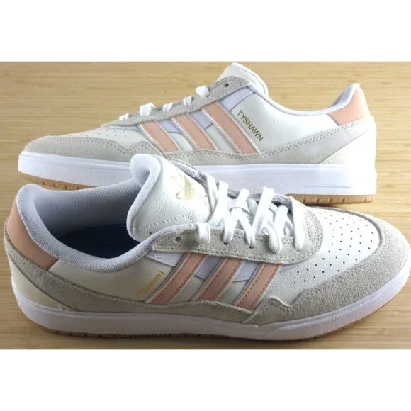Adidas Men's Tyshawn II Shoes Wonder White Powder Coral Sizes NIB JQ1133 - Picture 1 of 7